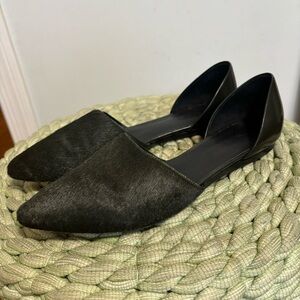 Vince Nina Forest Green Genuine Calf Hair/Leather D’Orsay Slip On Flats Size 8.5